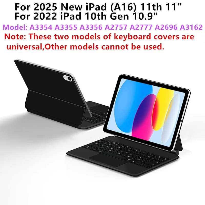 Keyboard Case for iPad A16 2025 11th 7 Color Backlight for iPad 10th 10.9 Multi Language Layout BT