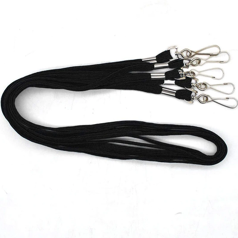 100pcs/lot Black Blue Red Green Lanyards Safety Neck Rope For Card Holder Badge Keychain ID Card Wholesale Landyard