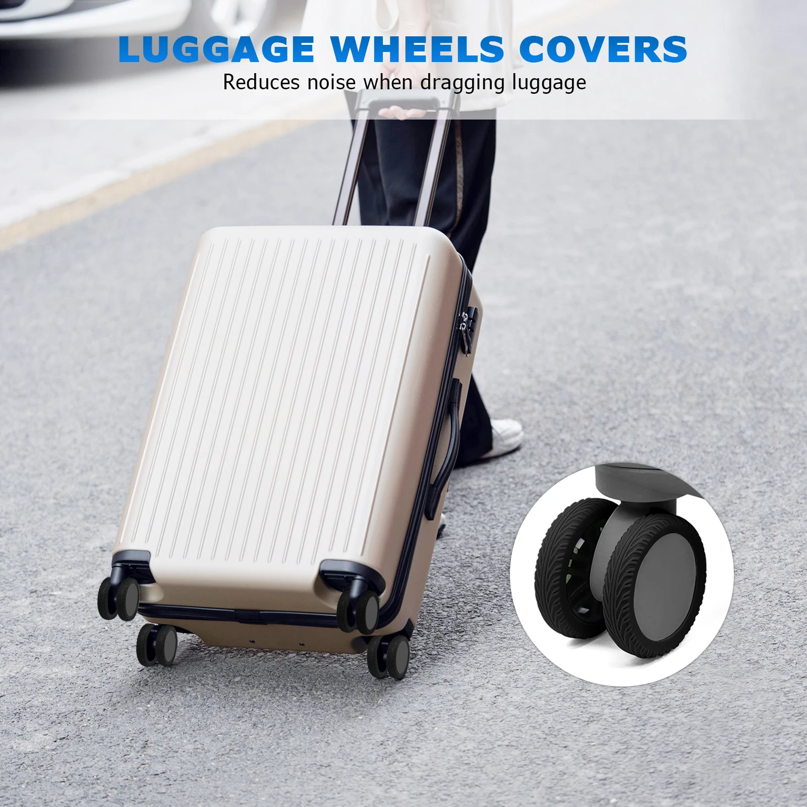 8Pcs Luggage Wheel Covers, Silicone Suitcase Wheel Protector Cover for 2-2.4\'\' Spinner Wheel, Carry on Luggage Protective Cover