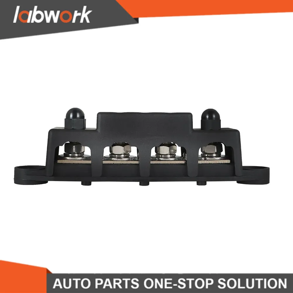 Black 4 Post Busbar Bus Bar Power Distribution Block With Cover 5/16" 12V 250A