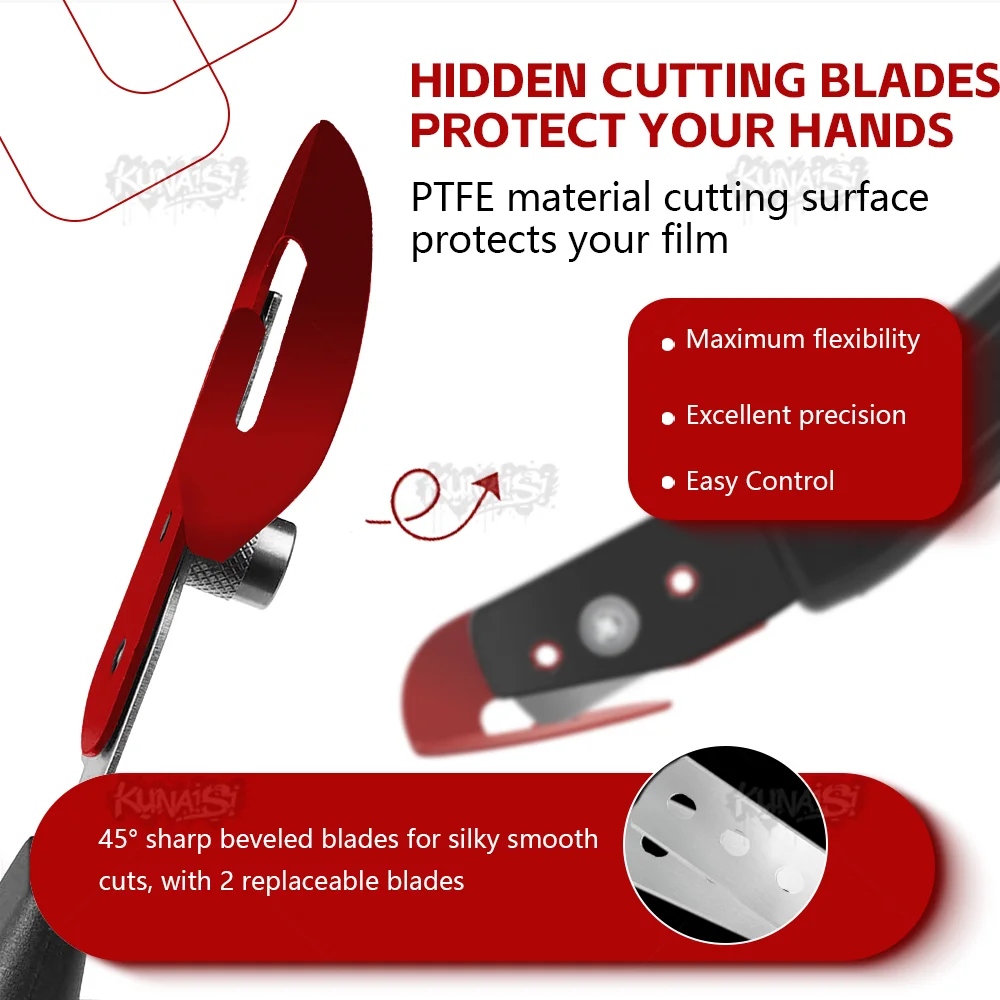 سكين أمان لقطع الفينيل الاحترافي للسيارة مع شفرات معدنية، أداة ملصق لون النافذة لفتحة غلاف الورق من فيلم الكربون PPF #4