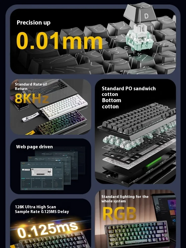 هجوم القرش X68HE لوحة المفاتيح الميكانيكية كفاف خط المحور المغناطيسي Csgo Varolant لوحة مفاتيح الألعاب السلكية المحور المغناطيسي لوحة المفاتيح #6