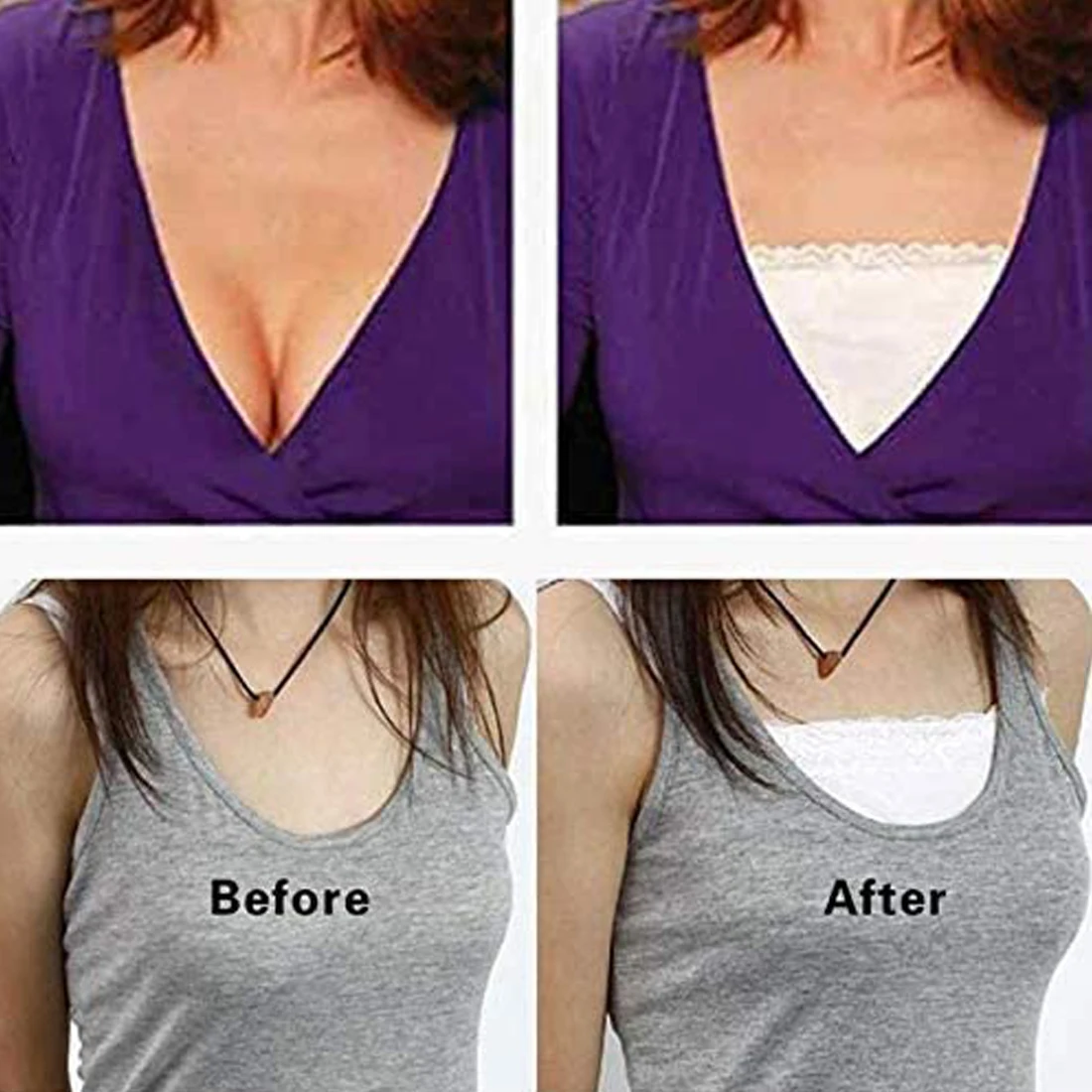 Lace Clip-on Mock Camisole Bra for Lady, Insert Overlay, Modesty Panel Vest, Tank Tanks, 7PCs