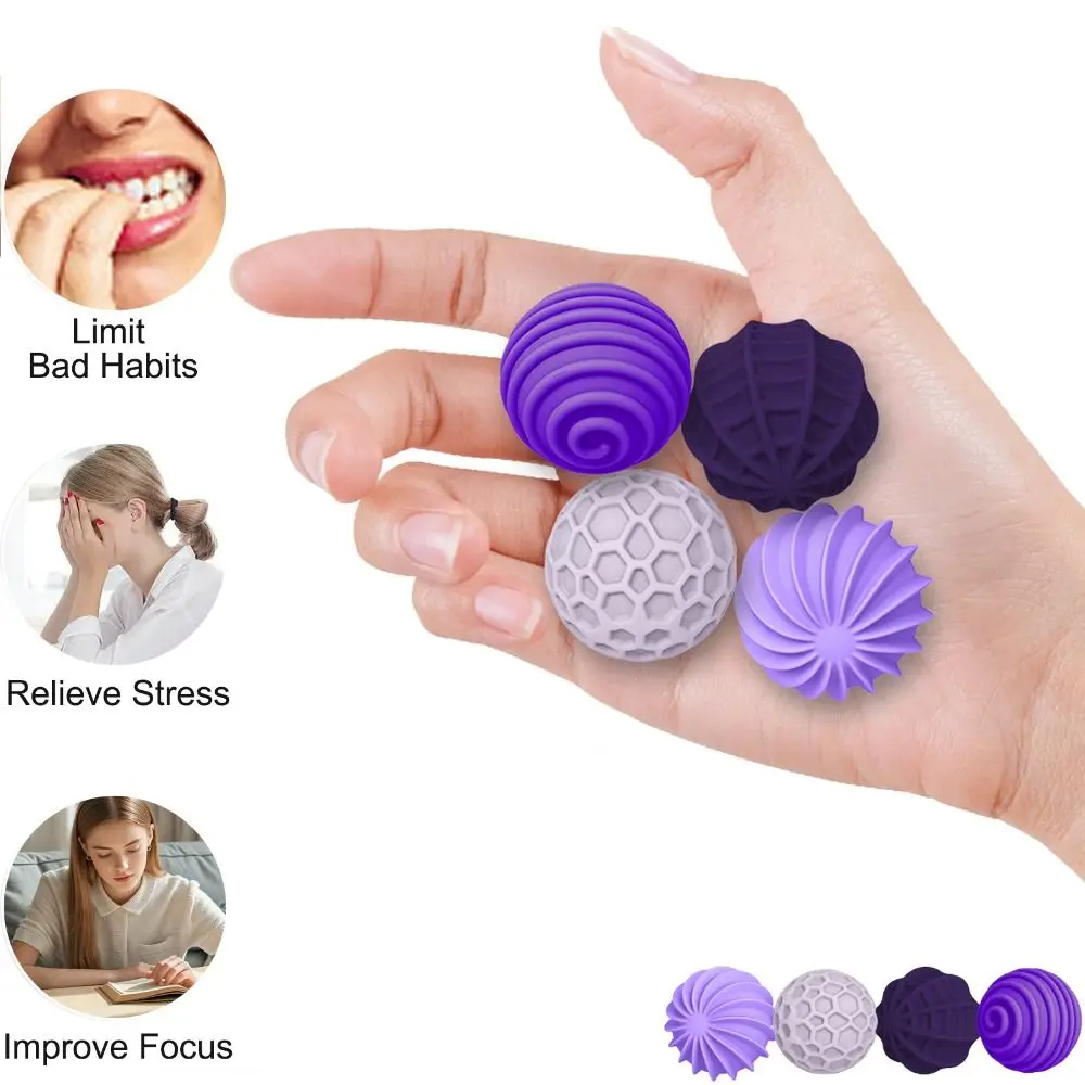 4Pcs Silent Magnetic Fidget Balls Attraction Textures Silicone Shell Silicone Fidget Balls Anti-Stress Stress Relief Balls