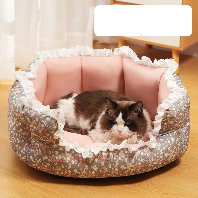 2024 Summer Pet Dog Bed Cat Bed Cat Mat Fragmented flowers Dog Mat Cotton Nest Dog house Puppy Sofa Bed Dog Beds for Medium Dogs