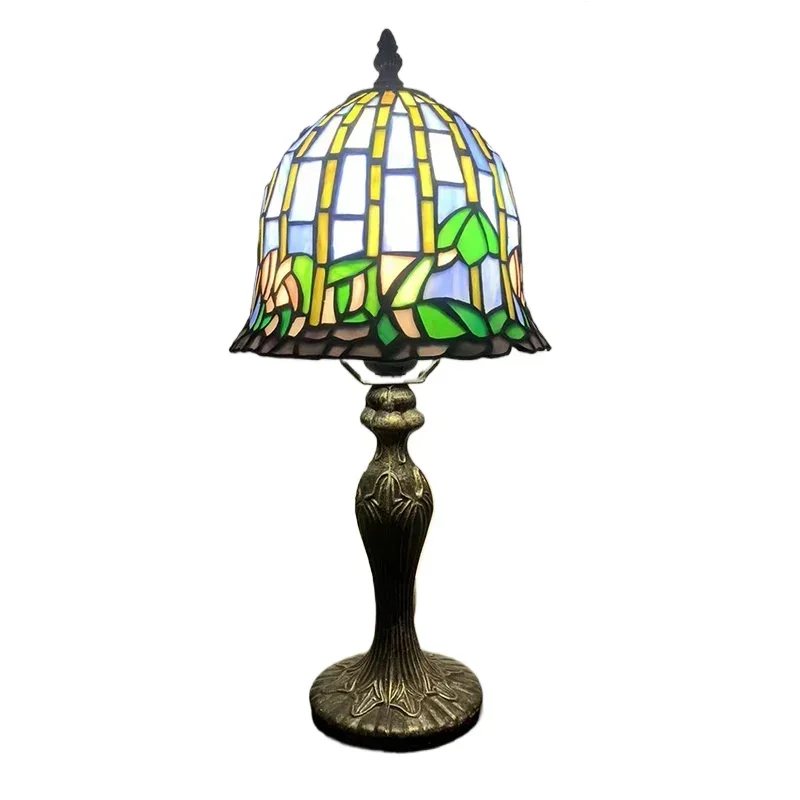 8 Inch 20cm Stained Glass Shade Tiffany Vintage Desk Lamp Mushroom Lamp Abajur Para Quarto