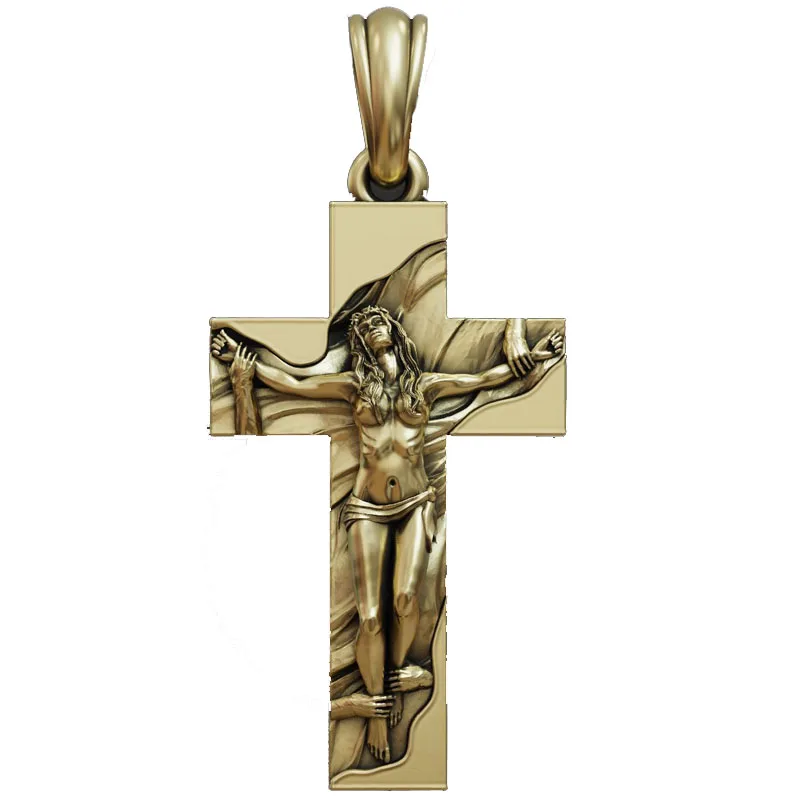 6.3g Crucified Woman Cross with feminine Christ figure anatomical details showing suffering Pendant 925 SOLID STERLING Silver