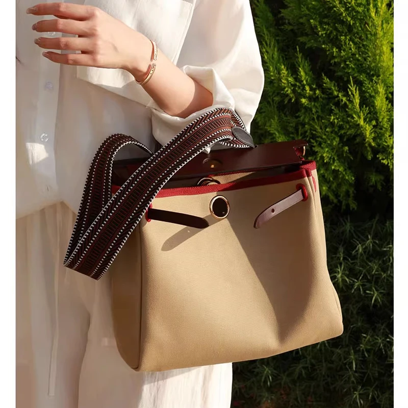 5cm Wide Colored Canvas With Cowhide Suitable For Herbag31 Single Shoulder Woven Wide Strap Modification Bag Accessories