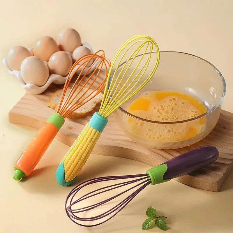 Whisks For Kitchen Heat Resistant Balloon Whisk Silicone Kitchen Egg Whisks Handle Beater Blender For Non-Stick Cookware Safe