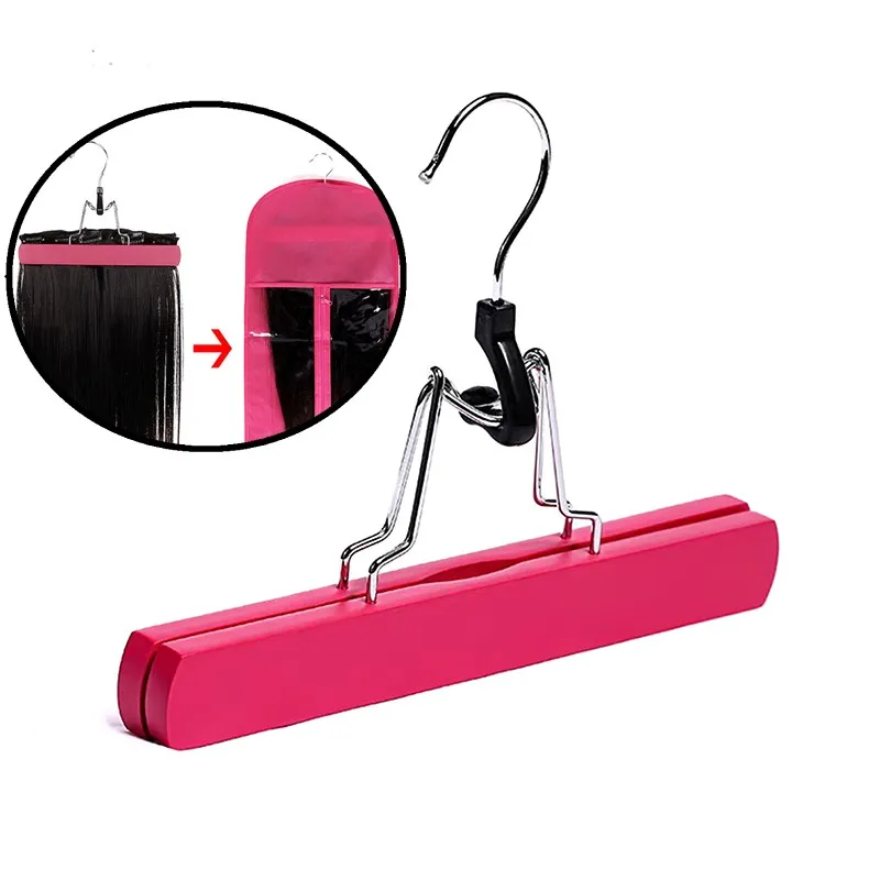 

1pcs Solid Wood Wig Clip Portable Wigs Bag Hanger Wig Storage Bags Pack Holder For Virgin Hair Weft Clip Styling Tools