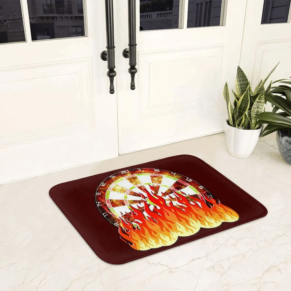 Darts Fire In The Game On The Dart Board Anti-slip Doormat Floor Mat Carpet Rug for Kitchen Entrance Home Bedroom Footpad Mats