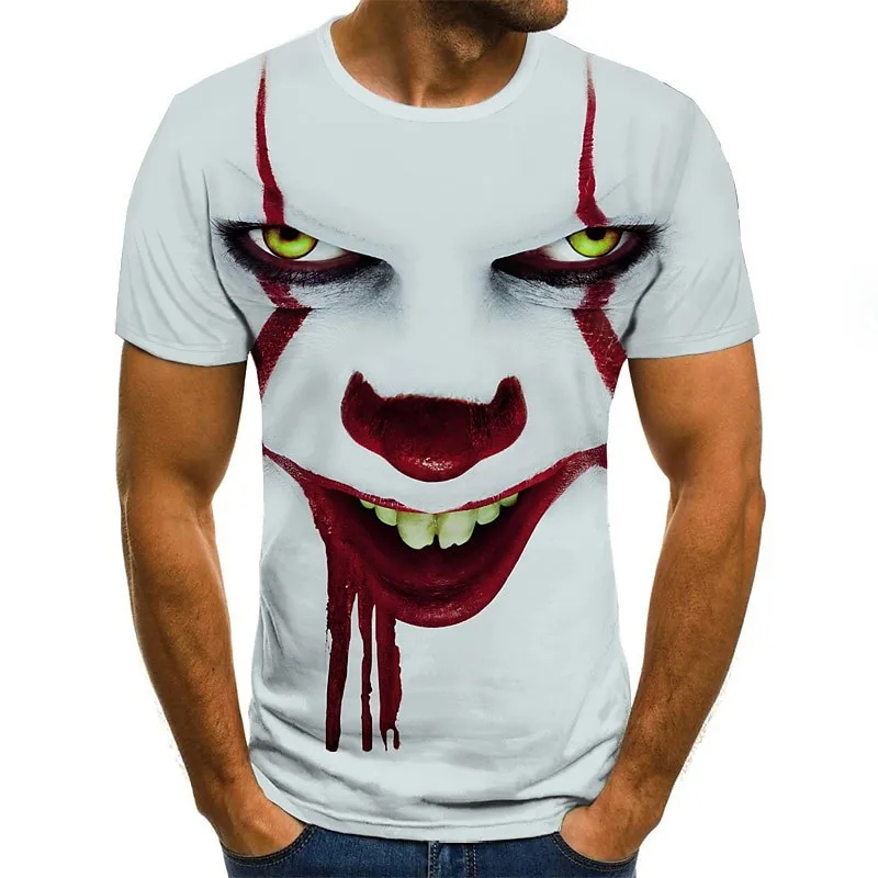 Joker Face 3d Colorful Printing Men\'s T-Shirt Joker Pattern Men\'s Short Sleeve T-Shirt Summer Casual Personality Large T-Shirt