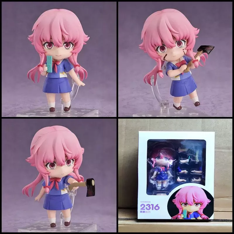 Neue Nendoroid Yuno Gasai 2316 Future Diary bewegliche Actionfiguren Anime-Modellspielzeug mit austauschbarem Gesicht Desktop-Ornament Geschenk