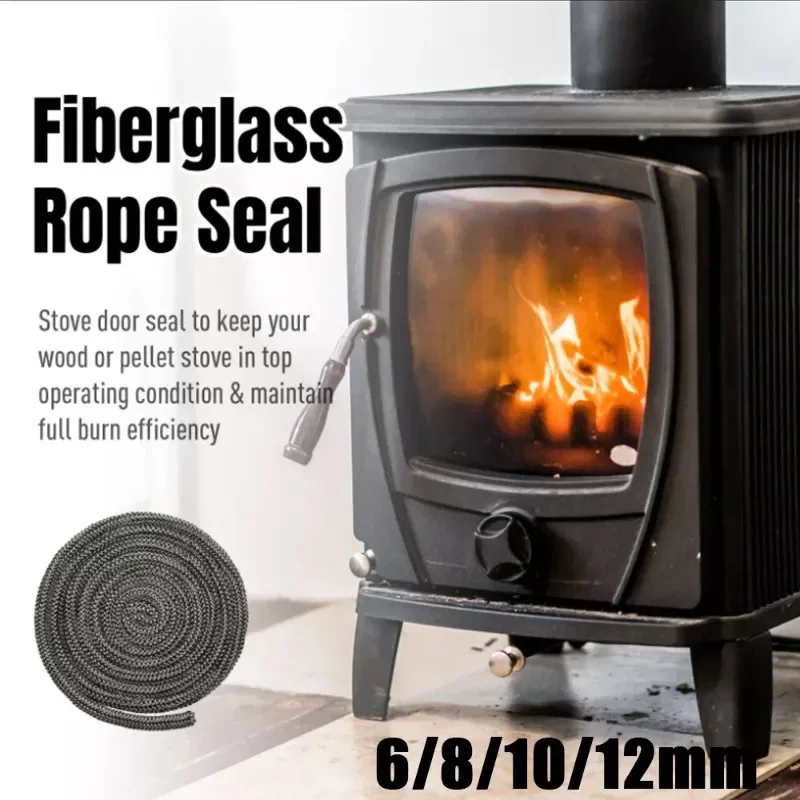 2M 6/8/10/12mm Stufa A Legna Guarnizione Camino Corda di Tenuta In Fibra di vetro Legna Bruciatore Guarnizione Porta Camini Caldaia Ventilatore Manuale