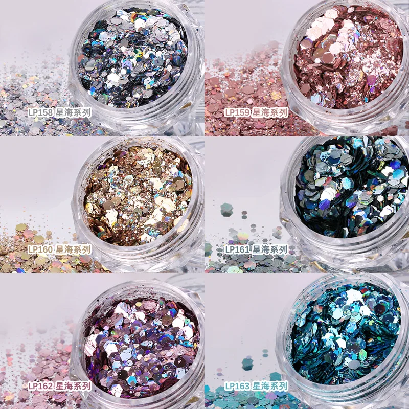 

Bulk Holographic Mixed Chunky Glitter Flake Sparkle Sequin Cosmetic for Face Body Eye Hair Nail Art Resin Loose Glitter Powder