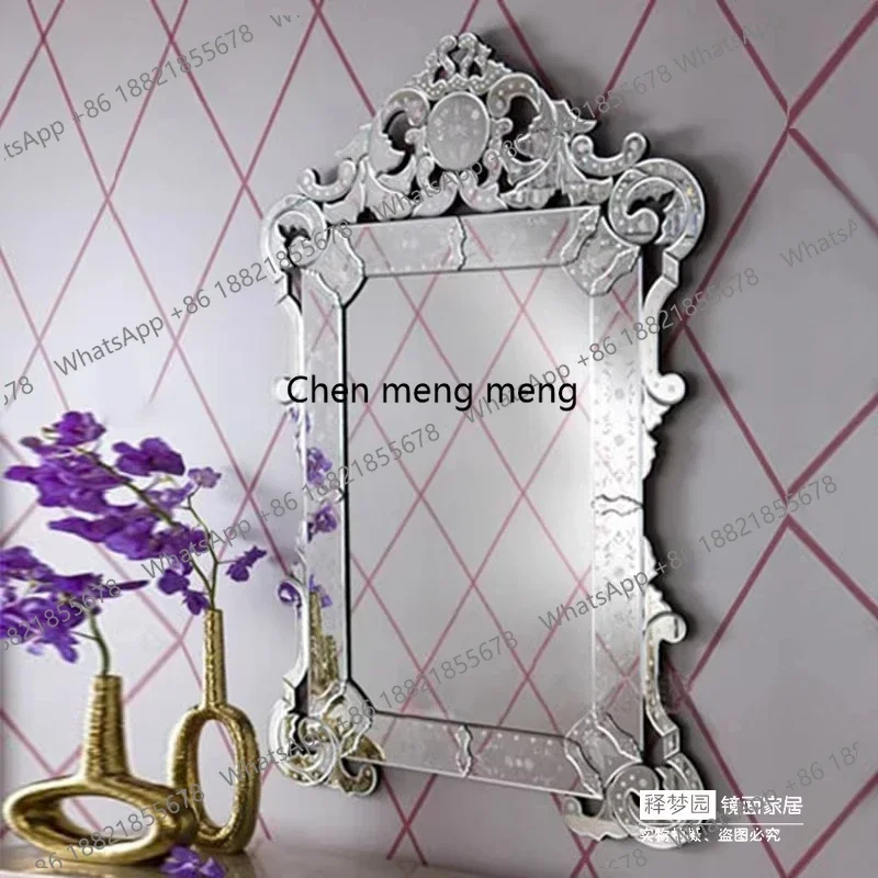 03 Carved decorative entrance bathroom mirror, cosmetic mirror, export quality