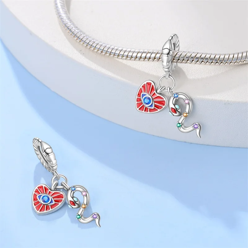 

925 Sterling Silver Mysterious Snake Charms Pendant For Women Fit Original Bracelet DIY Birthday Party Jewelry Gifts