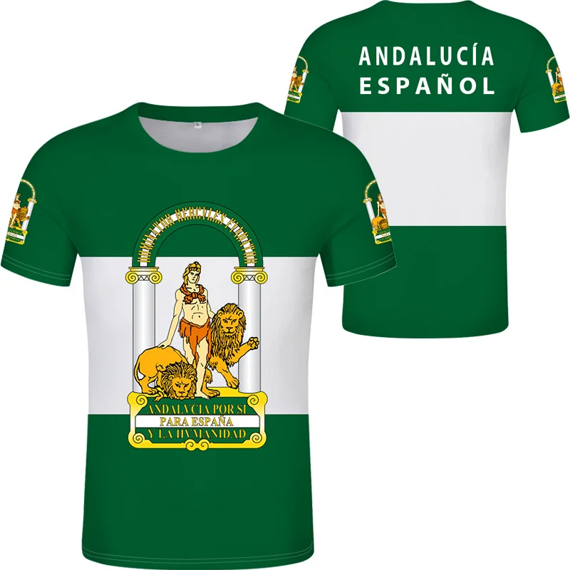 Andalusia Spain Flag Graphic T Shirts for Men 3D Spanish Emblem Print Tee Shirt Malaga Granada Totem Tshirt Womens Clothing Tops view 5