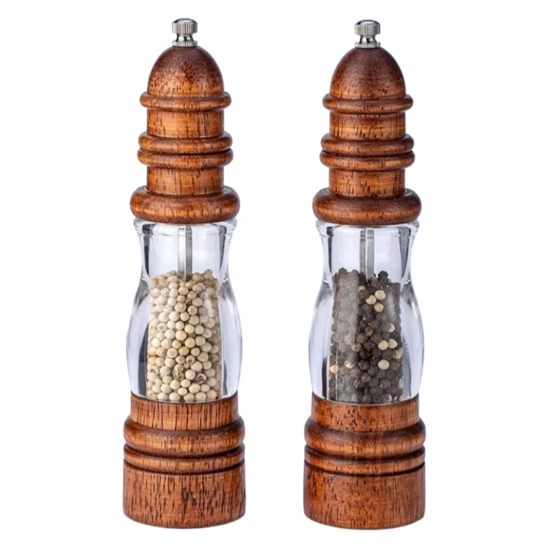 

New Vintage Style Household Manual Crushed Sea Salt Pepper Grinder Solid Wood Lighthouse Pepper Grinder