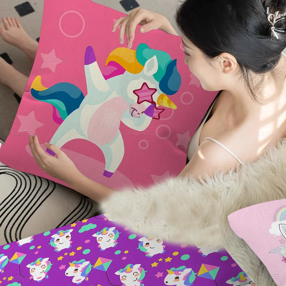 Cartoon Unicorn Cushion Cover Pillowcase Upholstery Sofa Throw Pillow Home Decor Pillowcas