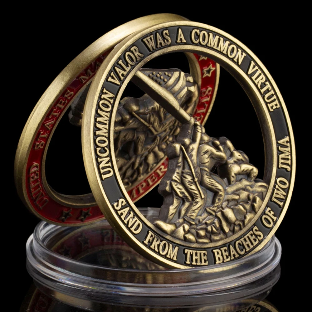 Big US Marine Corps Souvenir Coin Department of The Navy Colorful Military Metal Copper Plated Challenge Coin Medal USA Coins