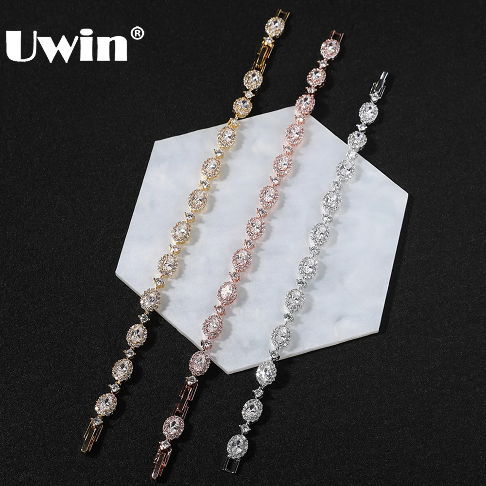 

UWIN опал CZ браслеты-цепочки для женщин Iced Out зубец установка браслеты с кубическим цирконом модные украшения для Прямая доставка