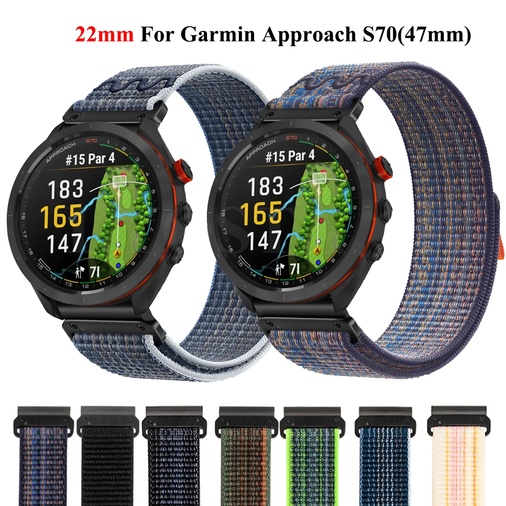 

26 22MM Nylon Watchband For Garmin Approach S70 (47mm) Fenix E 8 8X 7 7X Pro 6 6X Pro 5 5XPlus Epix Pro QuickFit Wristband Strap