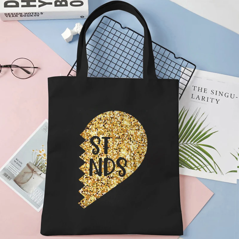 Best Friends Print Shoulder Bag Women Friendship Tote Bags Casual Large-capacity Teen Shopping Bag Best Friends Canvas Handbag