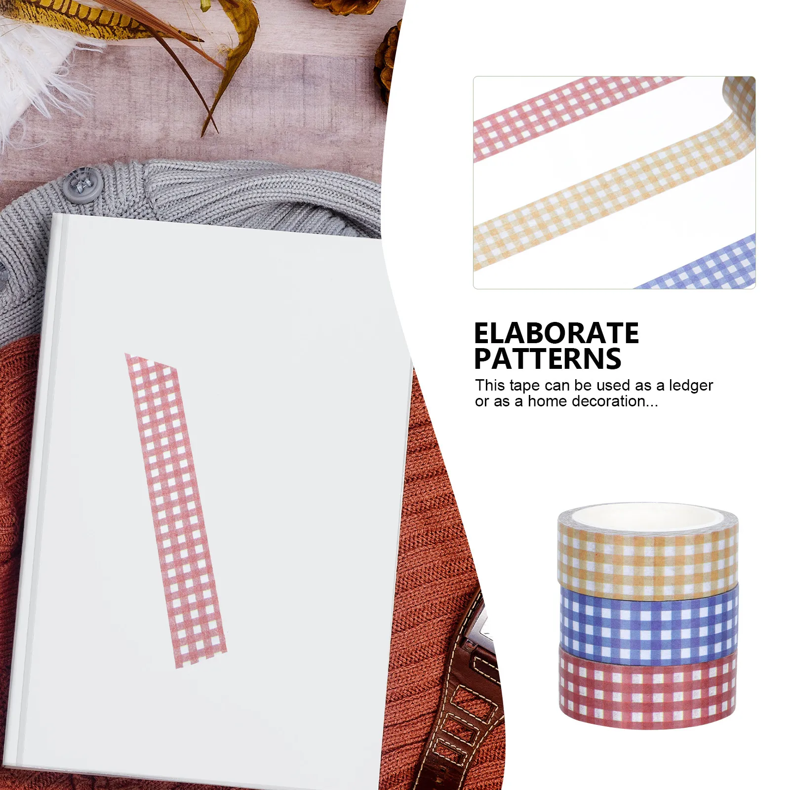 12 Rolls Vintage Grid Pattern Paper Tapes for DIY Crafts Scrapbooking Notebook Decorative Adhesive Tape Stickers
