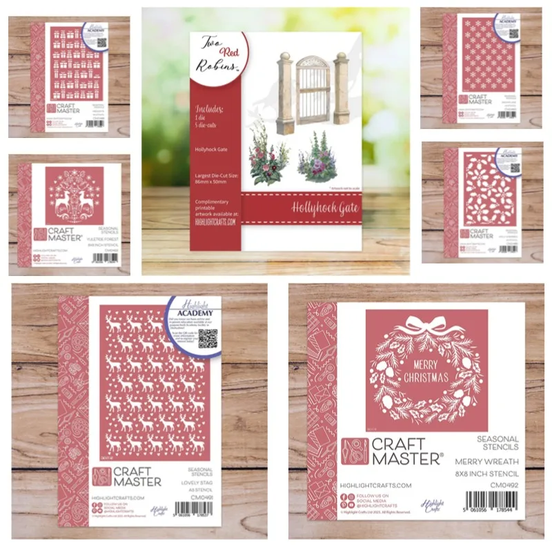 Hollyhock Gate präsentiert Hintergrund Holly Beeren Schneeflocke schöne Metall Stanzform Stempel Scrapbook Schablone Fotoalbum Papier