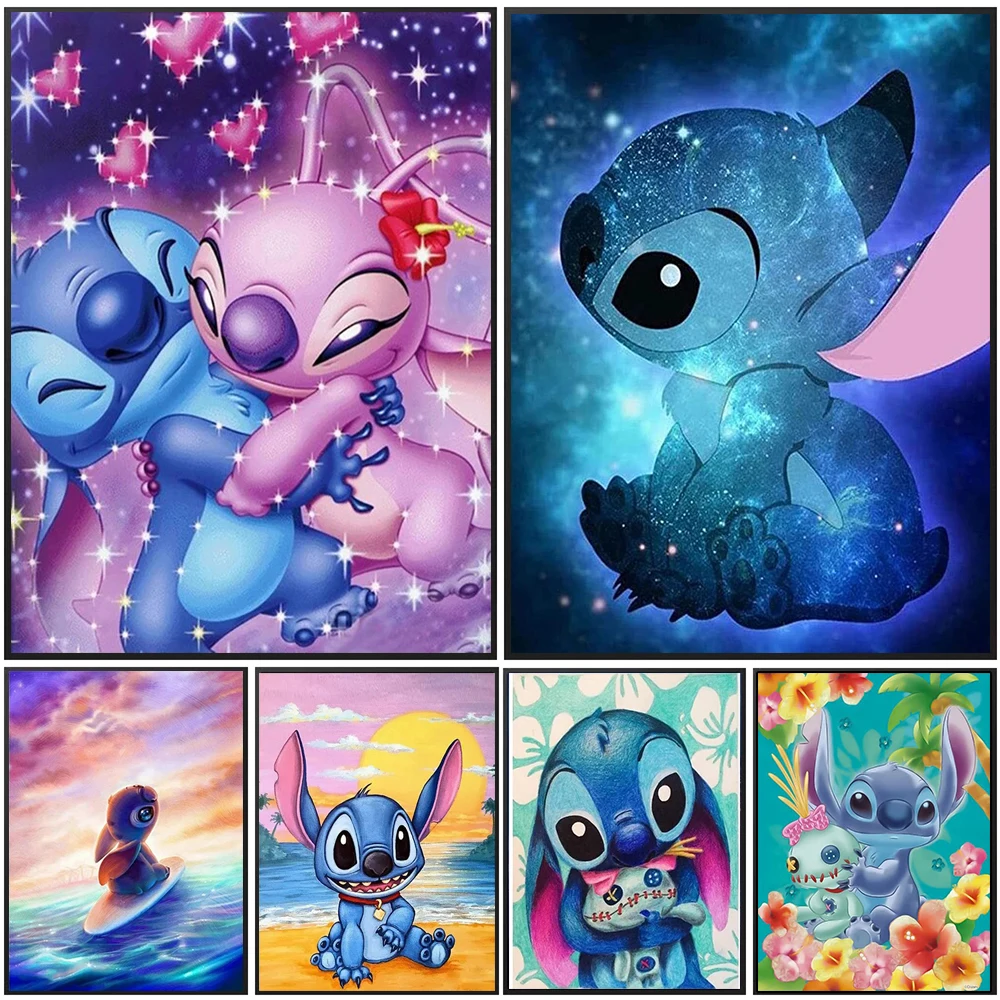 5D Blue Pink Lilo & Stitch X-626 Disney Colorful Graffiti Cartoon Love DIY Hand Diamond Painting Embroidery Kids Home Decor Gift