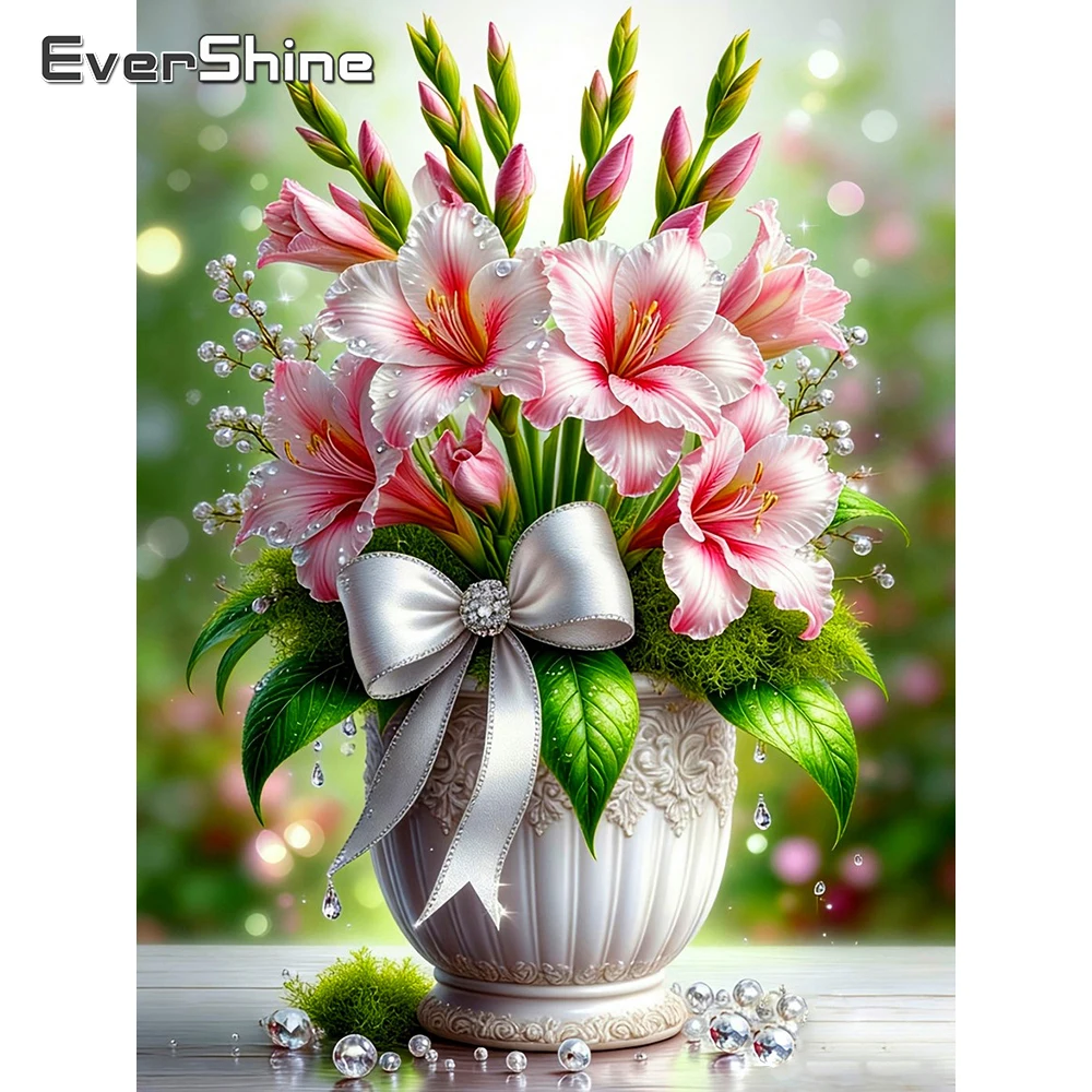 EverShine Diamond Embroidery Flower Full Drill Square Painting Lily Picture Rhinestones Mosaic Vase 5D Craft Kit Wall Decor