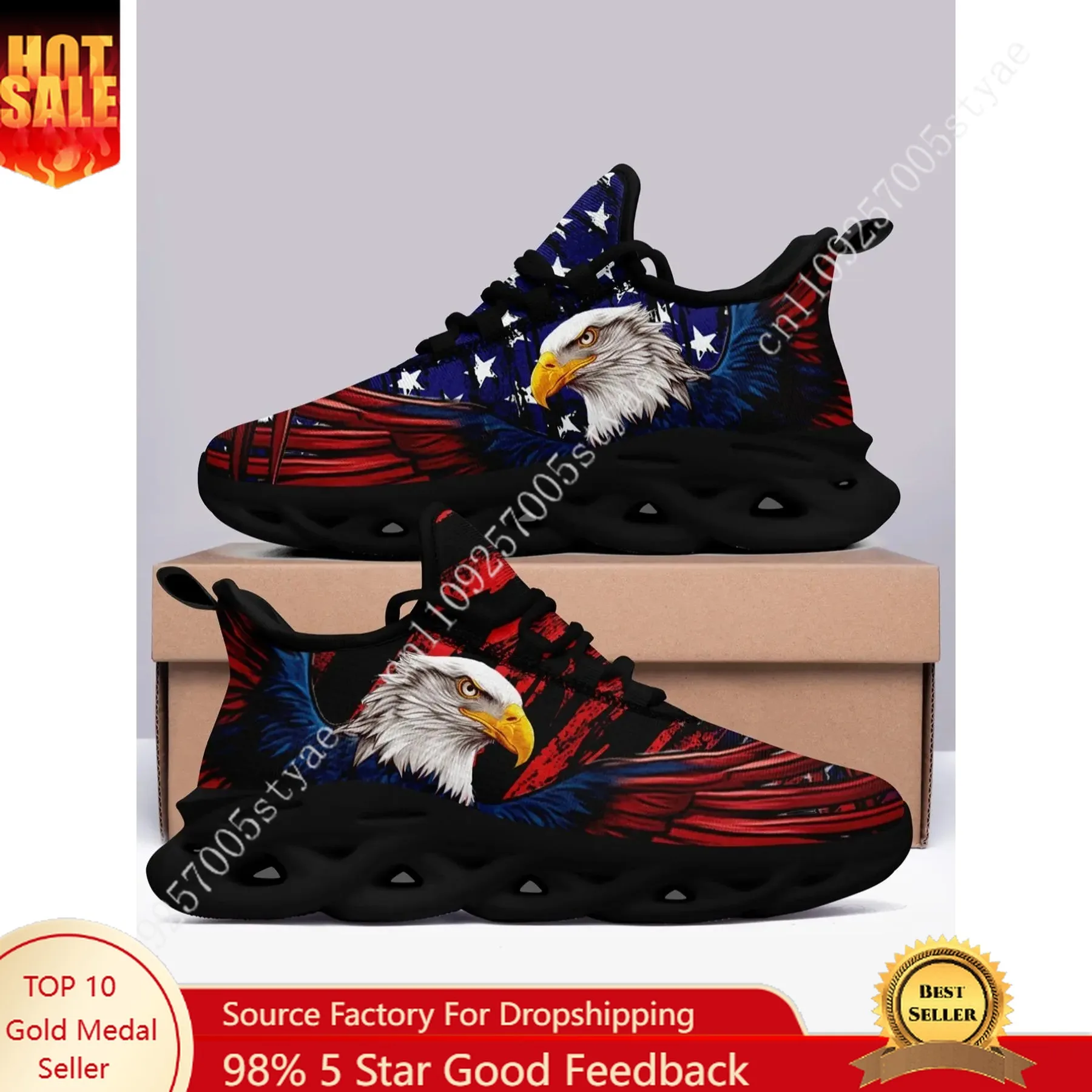 Men's Eagle Print Lace Up Low Top Sneakers, Casual Comfortable Sports Running Shoes, Male All-match Round Toe Shoes for Daily We