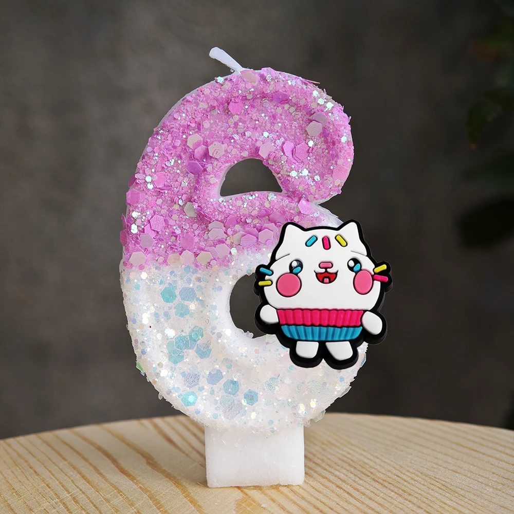 Simpatica candela per casa delle bambole Gabbys numero 0-9 Anime Festa di compleanno per bambini Candele per torta di compleanno Regali per feste per baby shower