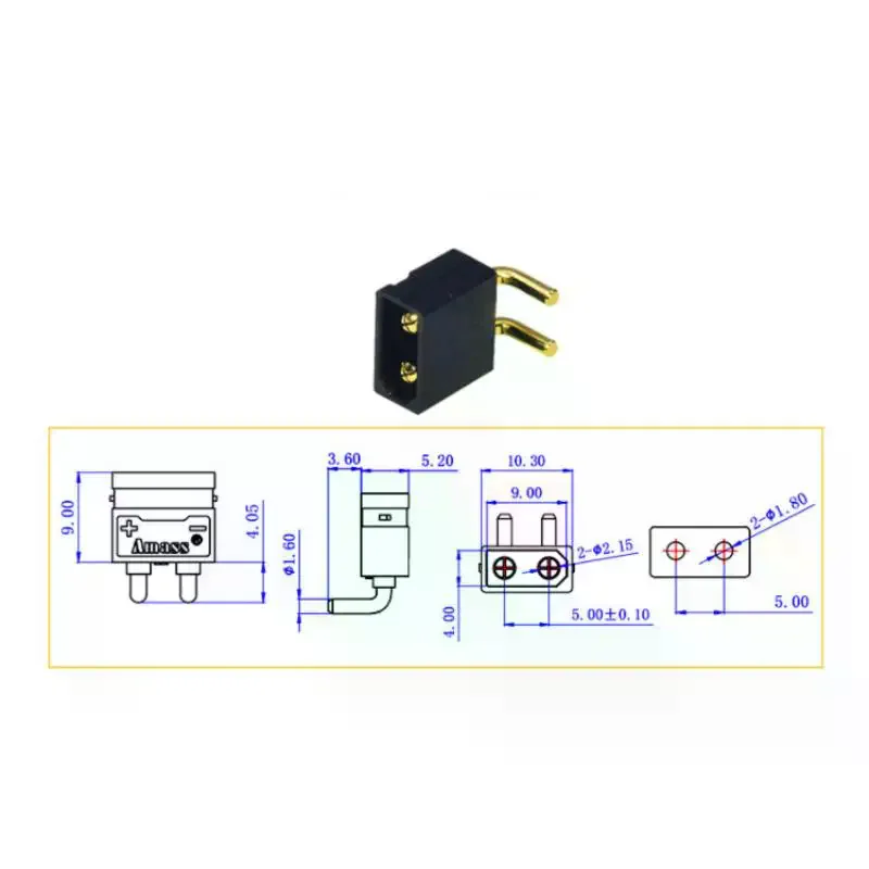 Connect Lipo Chargers! 2/5Pcs XT30PW M36 2Pin Horizontal PCB Mount Header Plug For RC Lipo Battery Charger