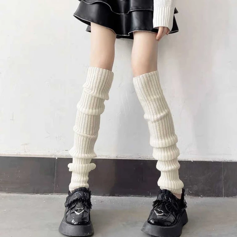Gray Socks Women's Autumn and Winter Knitted Stacking Socks Show Legs Thin Thick Legs Spice Girl Versatile Simple Leg Cover