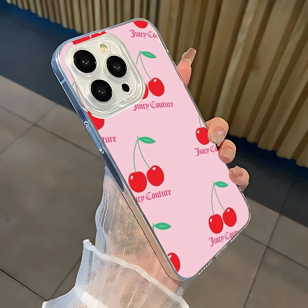 Funda de teléfono rosa j-juicy c-cuture para Samsung Galaxy S25 S24 S23 S22 S21 S20 FE Note20 Note10 Edge Plus Ultra Lite 5G transparente