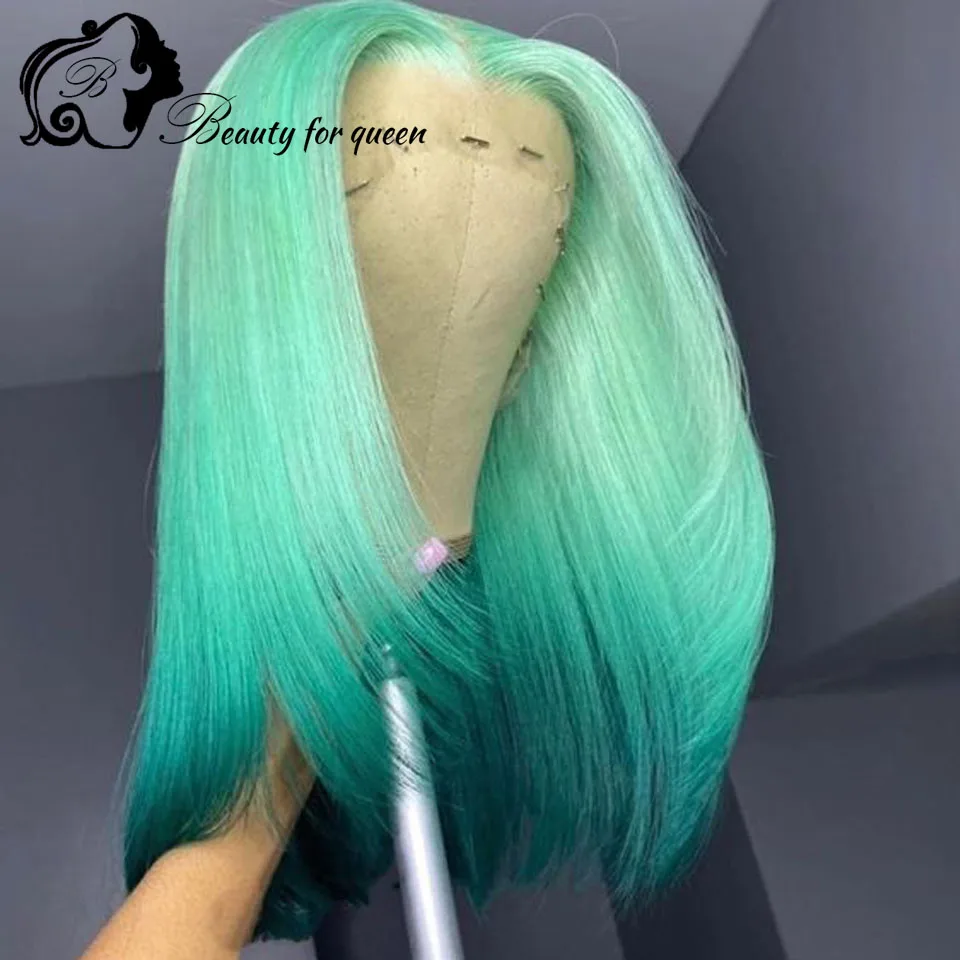Cuticle Aligned Hair Purple Green Premium Silky Smooth Finish Sale Cosplay Brazilian Colored U‑Part Glueless Human Hair Wig