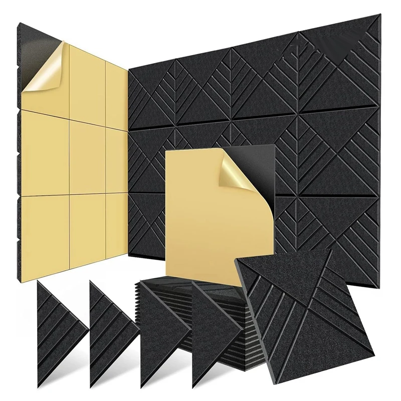 

12 Pack Self Adhesive Acoustic Panels 12X12X0.4Inch, Soundproof Wall Panels For Noise Absorbing