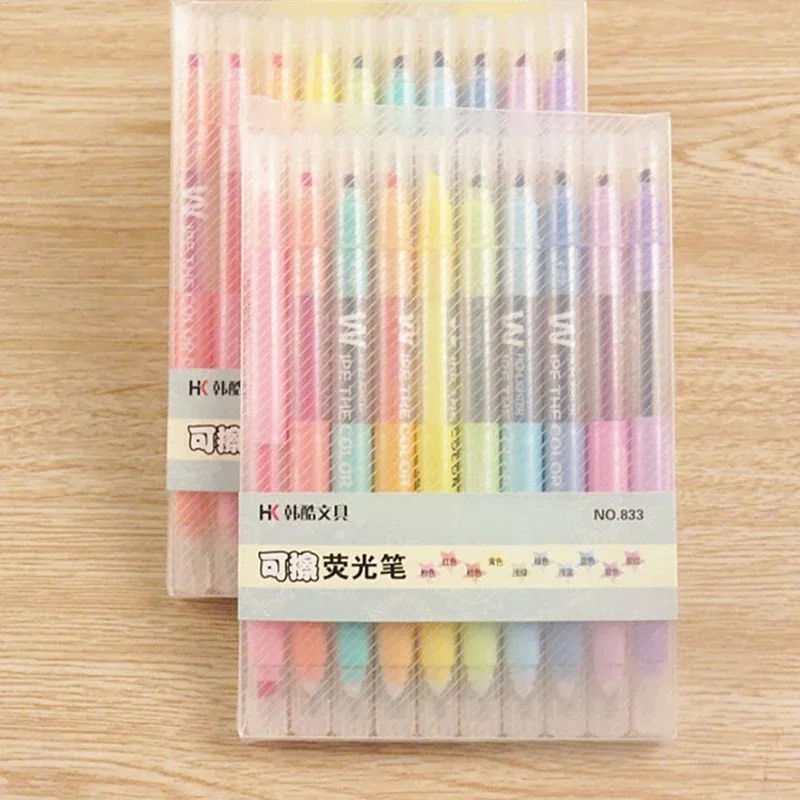 

10Pcs/set Double Head Erasable Highlighter Markers Pen Chisel Tip School Writing Reading Journal Cute Pastel Highlighter Set