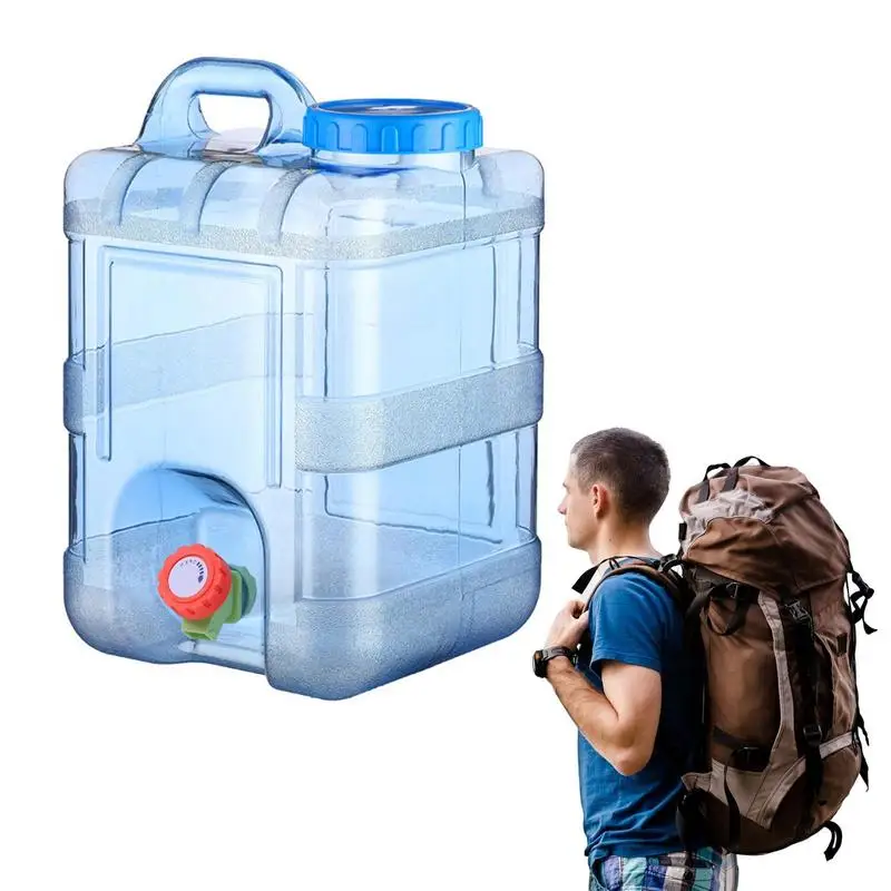 

L 20L Pure Water Plastic Bucket Home Water Storage Container With Lid Car Selfdriving Tour With Faucet Mineral Water Barrel