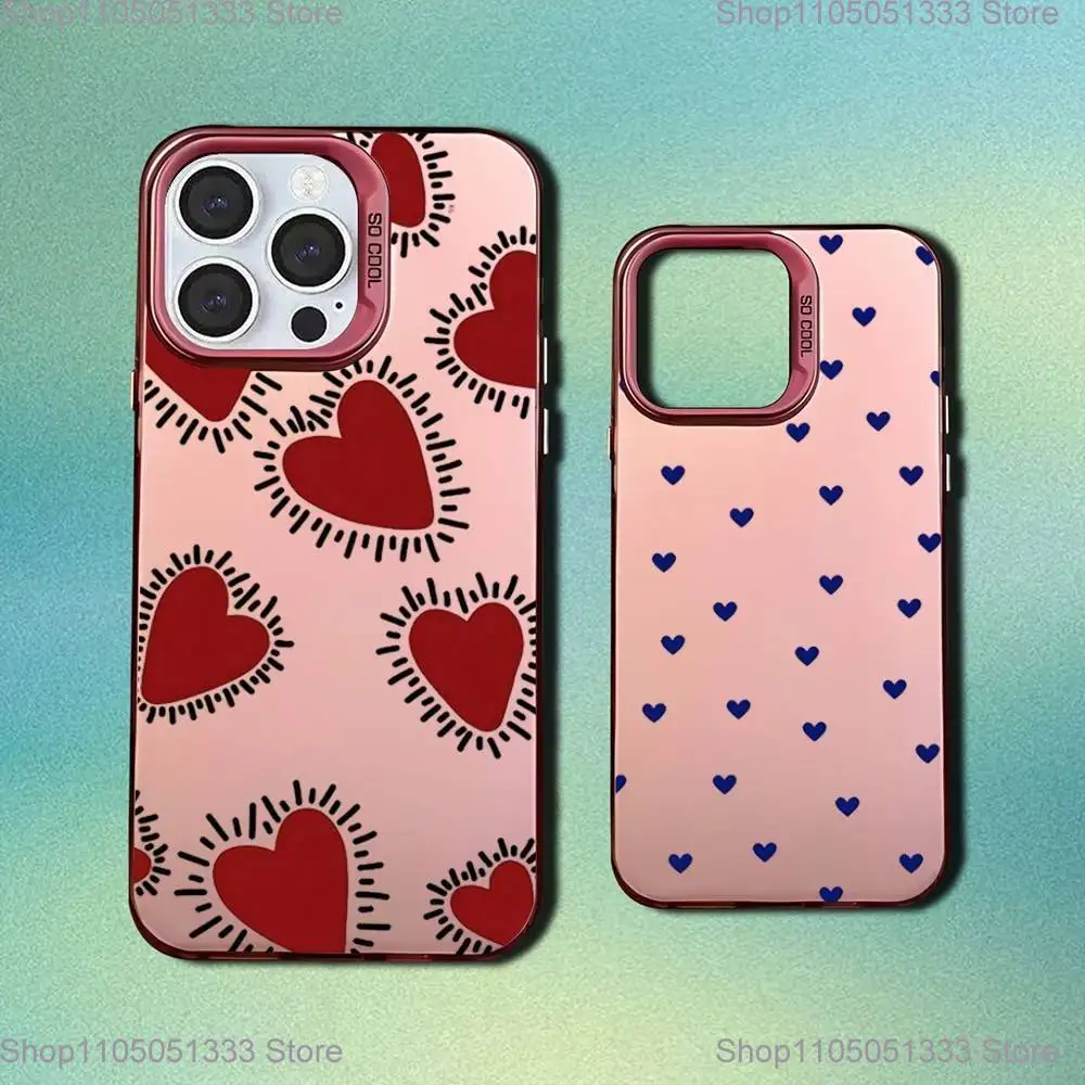 

Silver Graffiti Heart Ins Phone Case For iPhone 16,15,14,13,12,11,Mini,Pro,E,SE4,XS,MAX Pink Candy Matte Cover