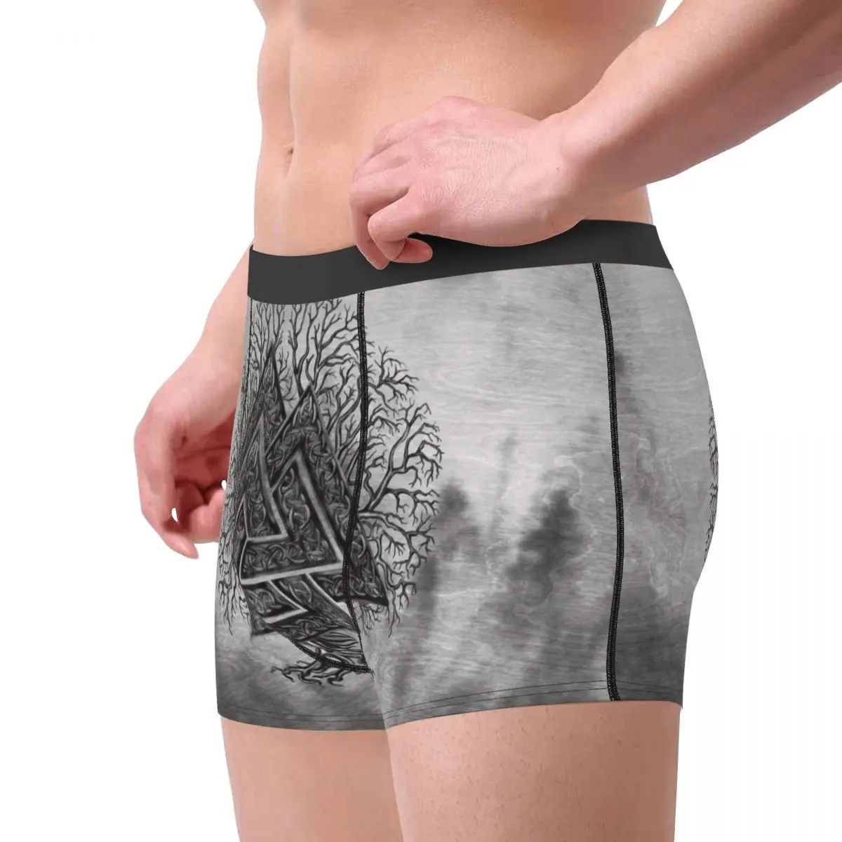 Valknut And Tree Of Life Yggdrasil Men Underwear Viking Boxer Briefs Shorts Panties Sexy Mid Waist Underpants for Male