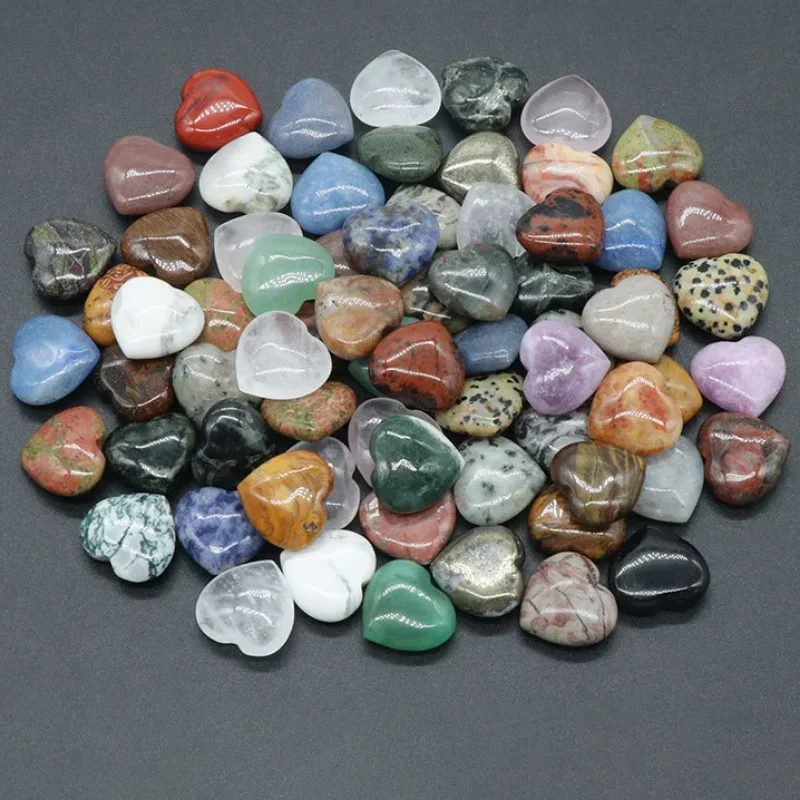 20pcs 20x8mm Heart Shape Beads Crystal Chakra Healing Stone Gemstones Pendant Reiki Handmade Jewelry Making Handicrafts