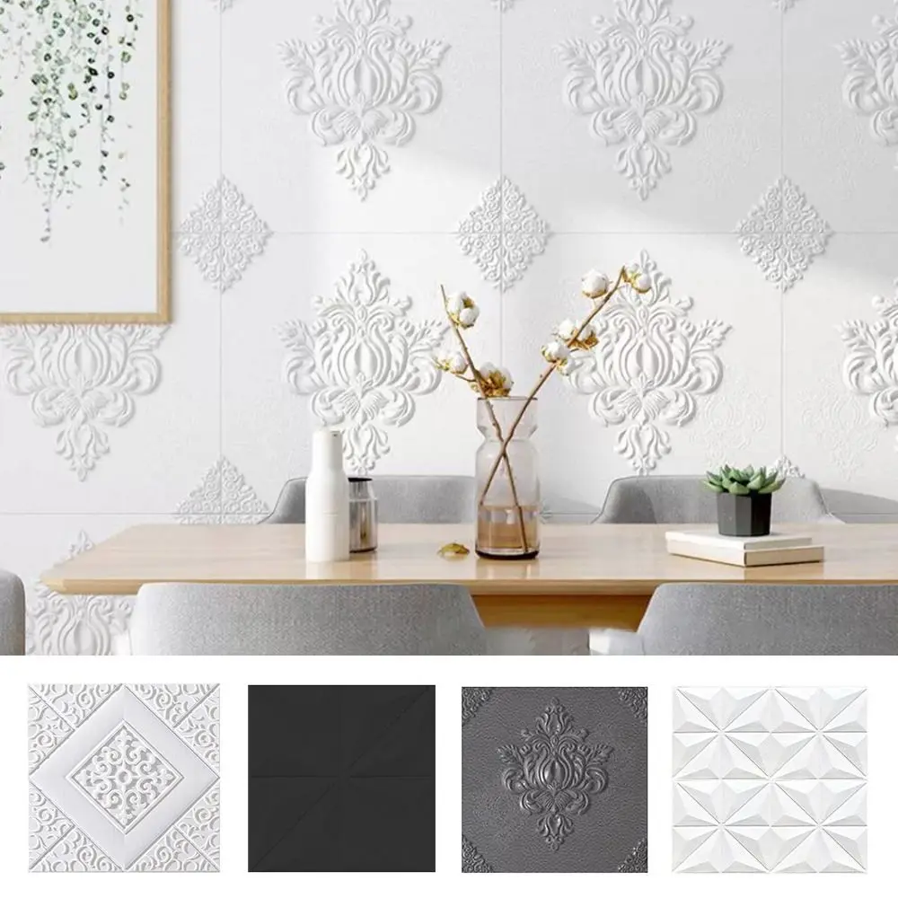 2PCS 35*35cm 3D Wall Stickers Waterproof 3D Effect Self-adhesive Wallpaper Room Decor Warm Decoration Anti-collision Wallpaper