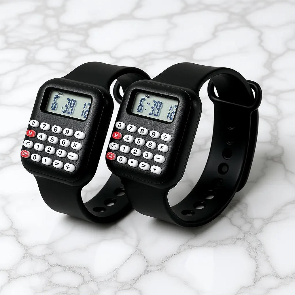 2Pcs Kids Calculator Watch Multifunctional Child Wrist Watch for Arithmetic Practice and Time Learning Ideal School Play Daily