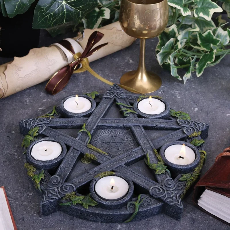 Retro Candlestick Ornaments, Five-Pointed Star Candlesticks, Tarot Ornaments, Resin Crafts