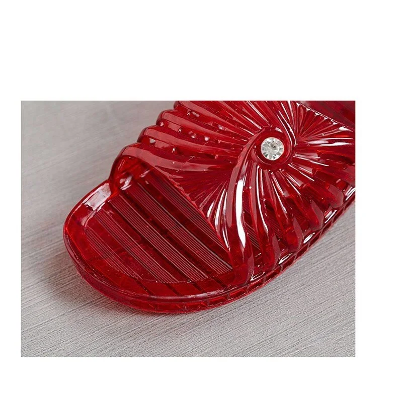 Women's Summer Glitter Clear Jelly Slippers Open Toe Comfortable Outdoor Beach Sandals Indoor Slip Slides Plastic Shoes