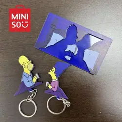 MINISO The Simpsonss Couple Keychain Kawaii Cute Anime Simpsonss Creative Personalized Cartoon Key Pendant Family Funny Gifts