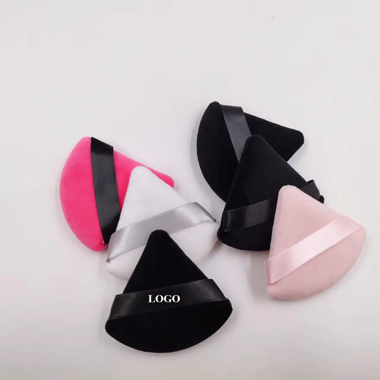 Custom Logo 2pcs Reusable Microfib  Face Makeup Cosmetic Sponges Powder Puff Soft Triangle Powder Puff For Make Up with Bags